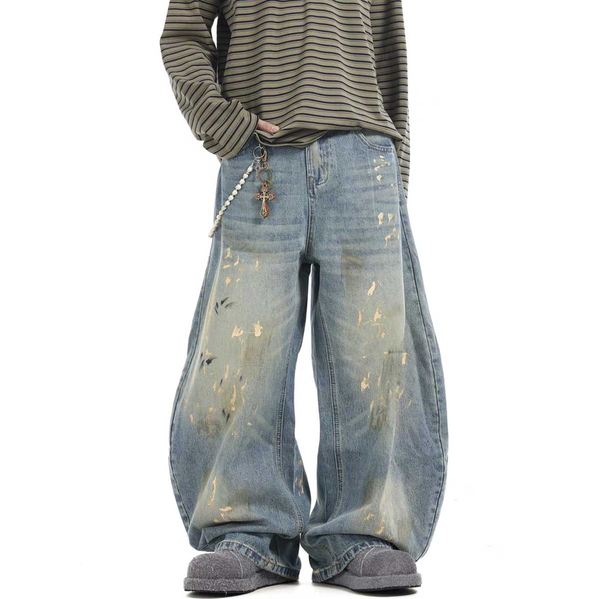 WACOON 1a Hand-Painted Loose Streetwear Jeans
