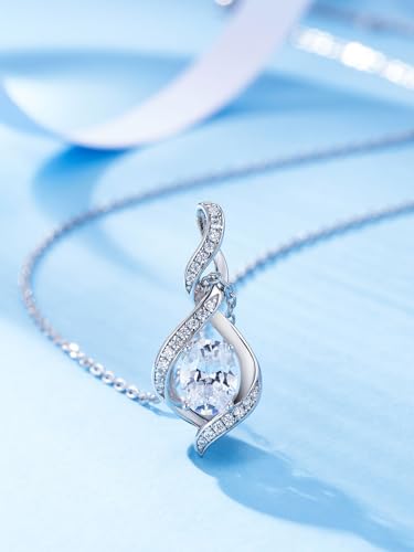 ELB See Leva Jewkis 925 Sterling Silber Edelstein Geburtsstein Halskette Infinity Anhänger Schmuck Geburtstag Schmuck für Frauen Mädchen Mutter, 40+5 CM
