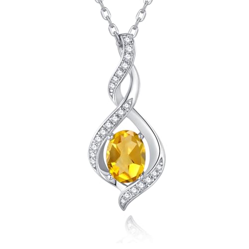 ELB See Leva Jewkis 925 Sterling Silber Edelstein Geburtsstein Halskette Infinity Anhänger Schmuck Geburtstag Schmuck für Frauen Mädchen Mutter, 40+5 CM