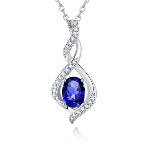 ELB See Leva Jewkis 925 Sterling Silber Edelstein Geburtsstein Halskette Infinity Anhänger Schmuck Geburtstag Schmuck für Frauen Mädchen Mutter, 40+5 CM