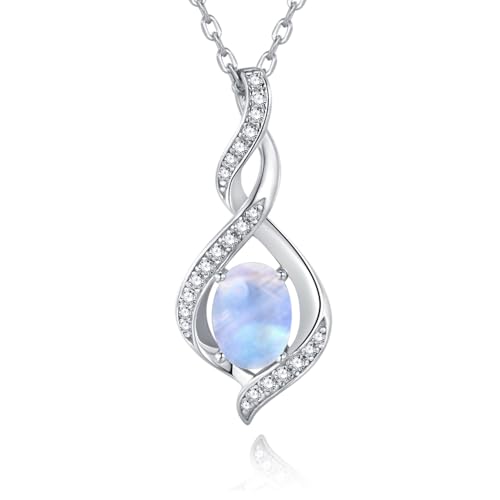 ELB See Leva Jewkis 925 Sterling Silber Edelstein Geburtsstein Halskette Infinity Anhänger Schmuck Geburtstag Schmuck für Frauen Mädchen Mutter, 40+5 CM