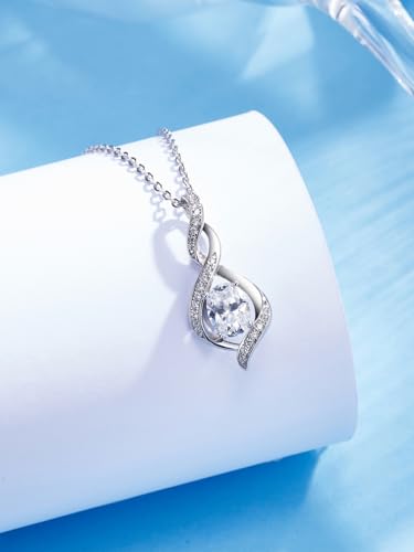 ELB See Leva Jewkis 925 Sterling Silber Edelstein Geburtsstein Halskette Infinity Anhänger Schmuck Geburtstag Schmuck für Frauen Mädchen Mutter, 40+5 CM