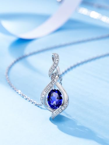 ELB See Leva Jewkis 925 Sterling Silber Edelstein Geburtsstein Halskette Infinity Anhänger Schmuck Geburtstag Schmuck für Frauen Mädchen Mutter, 40+5 CM