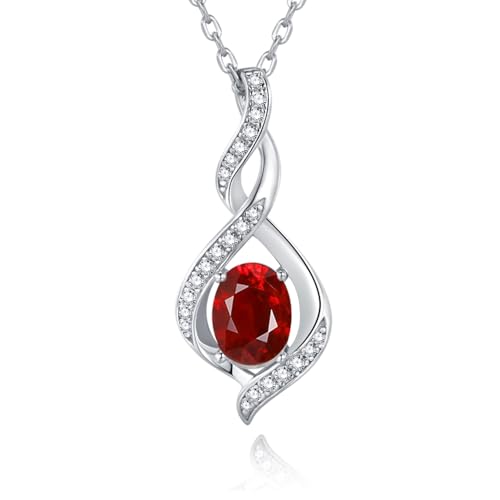 ELB See Leva Jewkis 925 Sterling Silber Edelstein Geburtsstein Halskette Infinity Anhänger Schmuck Geburtstag Schmuck für Frauen Mädchen Mutter, 40+5 CM