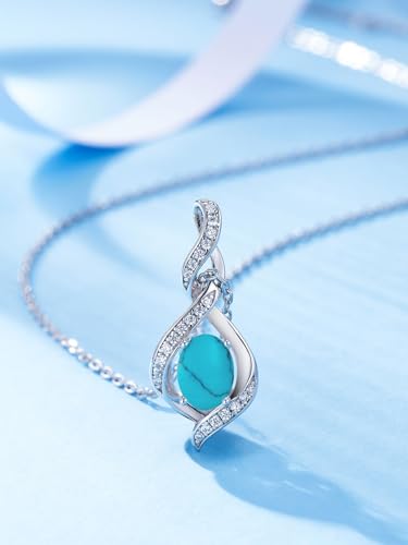 ELB See Leva Jewkis 925 Sterling Silber Edelstein Geburtsstein Halskette Infinity Anhänger Schmuck Geburtstag Schmuck für Frauen Mädchen Mutter, 40+5 CM