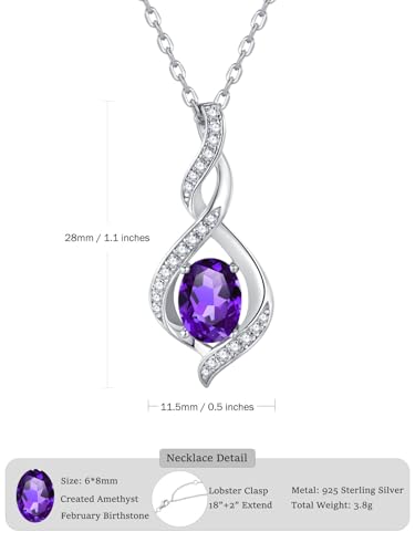 ELB See Leva Jewkis 925 Sterling Silber Edelstein Geburtsstein Halskette Infinity Anhänger Schmuck Geburtstag Schmuck für Frauen Mädchen Mutter, 40+5 CM