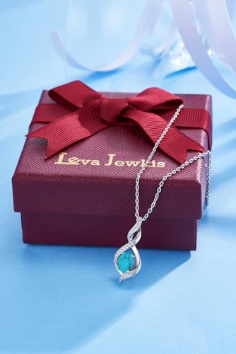 ELB See Leva Jewkis 925 Sterling Silber Edelstein Geburtsstein Halskette Infinity Anhänger Schmuck Geburtstag Schmuck für Frauen Mädchen Mutter, 40+5 CM