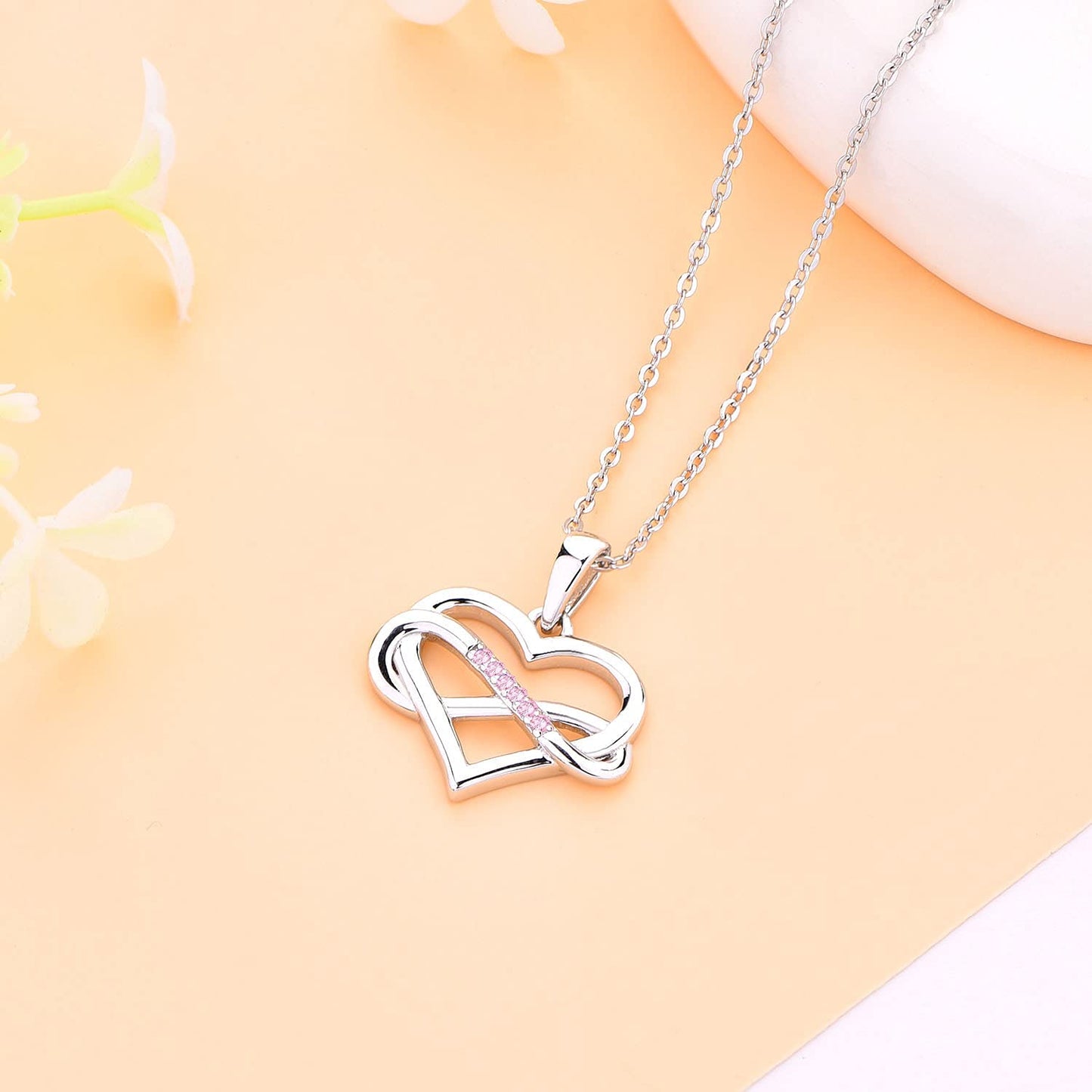 Edersee Herz WISDOM Damen Kette Unendliches Herz Silber 925,Halskette Anhänger mit 3A Zirkonia,Schmuck für Frauen