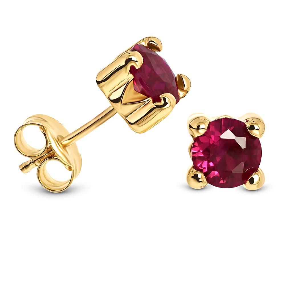EDERSEENSUCHT- MIORE Schmuck, Ohrringe Damen, Ohrstecker Gold 375 9 Kt Gelbgold/Weißgold, Damenohrringe mit Zirkonia/Saphir/Rubin/Smaragd in Krappenfassung, goldene Ohrstecker Damen, Ohrschmuck