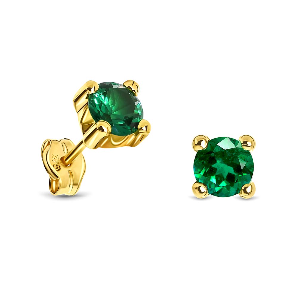 EDERSEENSUCHT- MIORE Schmuck, Ohrringe Damen, Ohrstecker Gold 375 9 Kt Gelbgold/Weißgold, Damenohrringe mit Zirkonia/Saphir/Rubin/Smaragd in Krappenfassung, goldene Ohrstecker Damen, Ohrschmuck