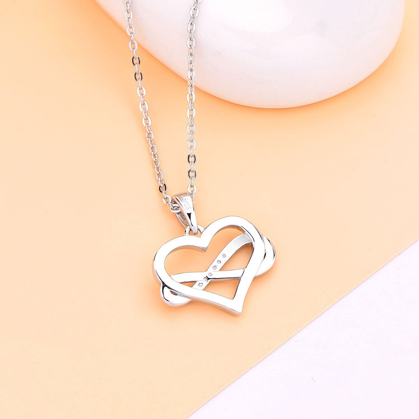 Edersee Herz WISDOM Damen Kette Unendliches Herz Silber 925,Halskette Anhänger mit 3A Zirkonia,Schmuck für Frauen