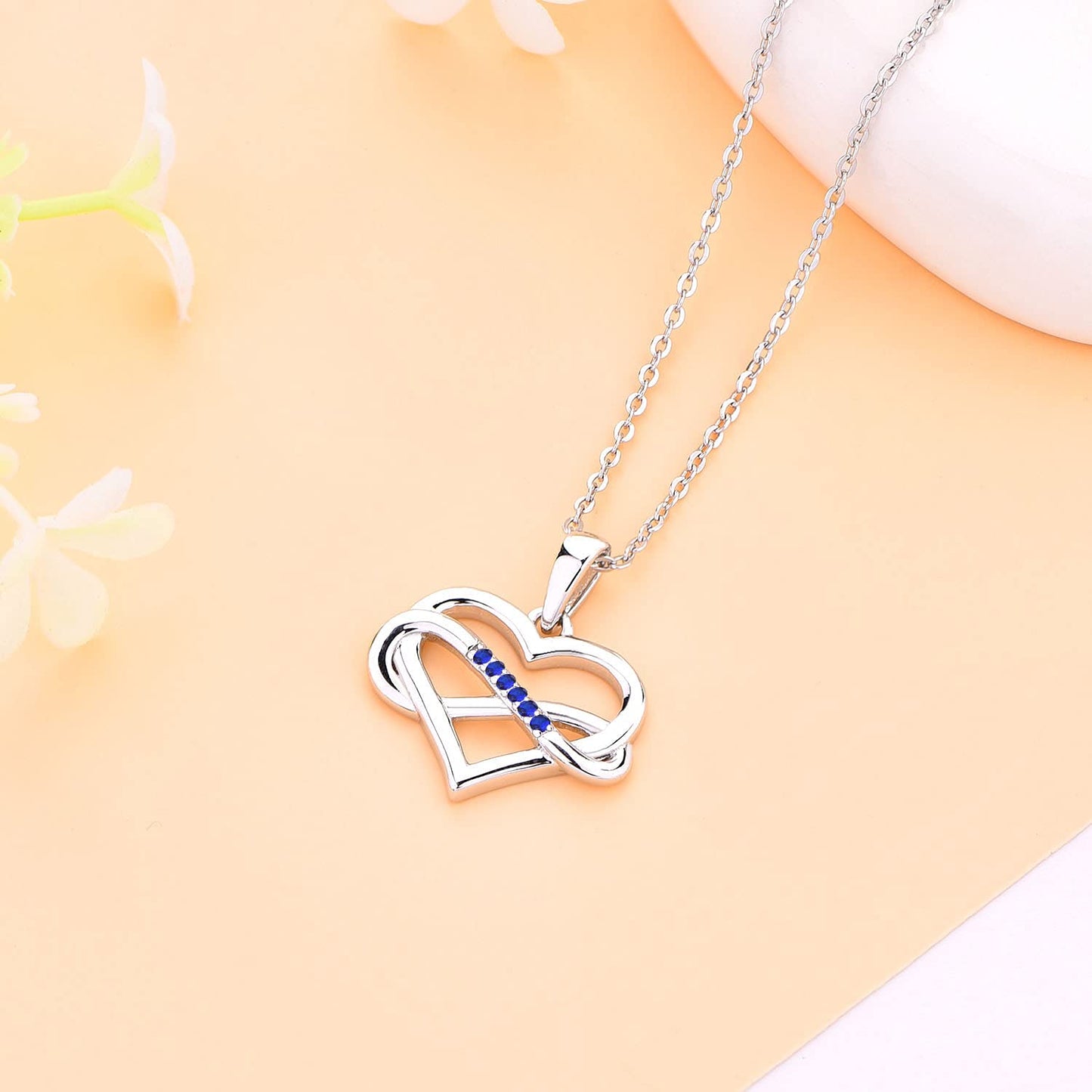 Edersee Herz WISDOM Damen Kette Unendliches Herz Silber 925,Halskette Anhänger mit 3A Zirkonia,Schmuck für Frauen