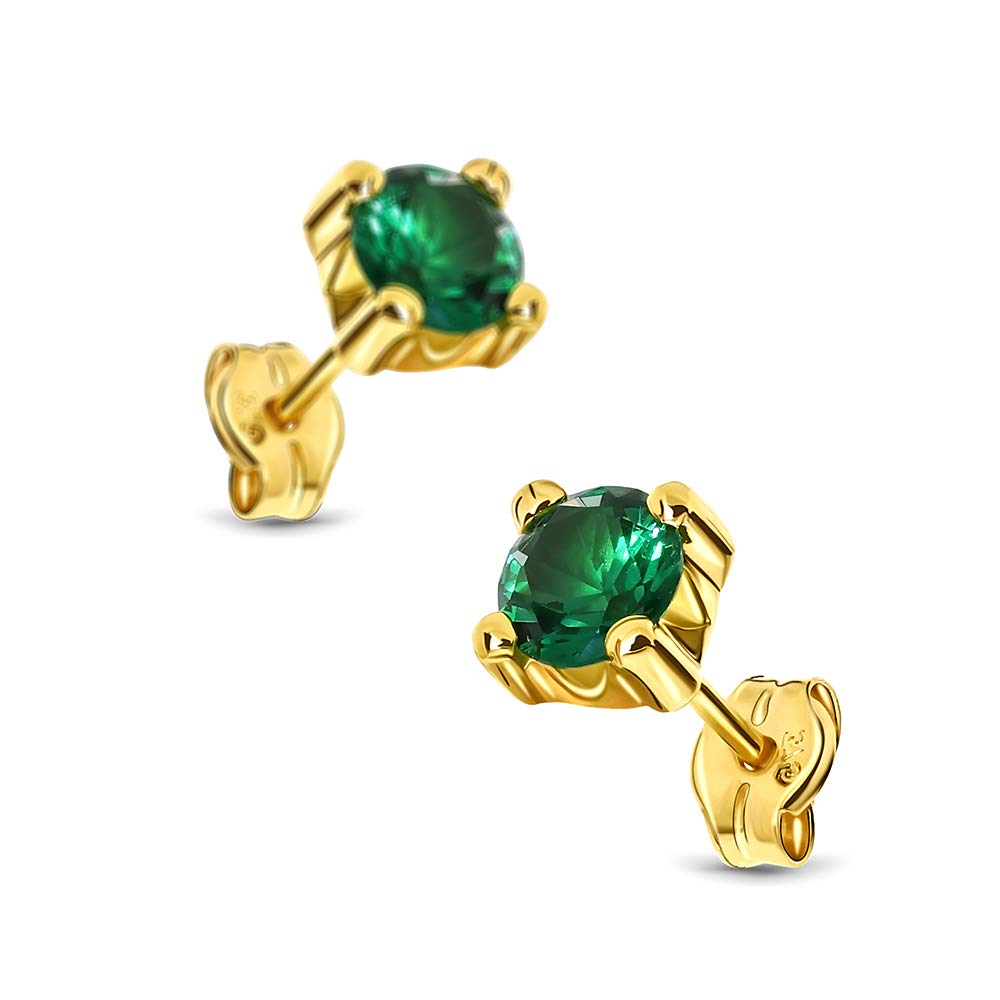 EDERSEENSUCHT- MIORE Schmuck, Ohrringe Damen, Ohrstecker Gold 375 9 Kt Gelbgold/Weißgold, Damenohrringe mit Zirkonia/Saphir/Rubin/Smaragd in Krappenfassung, goldene Ohrstecker Damen, Ohrschmuck