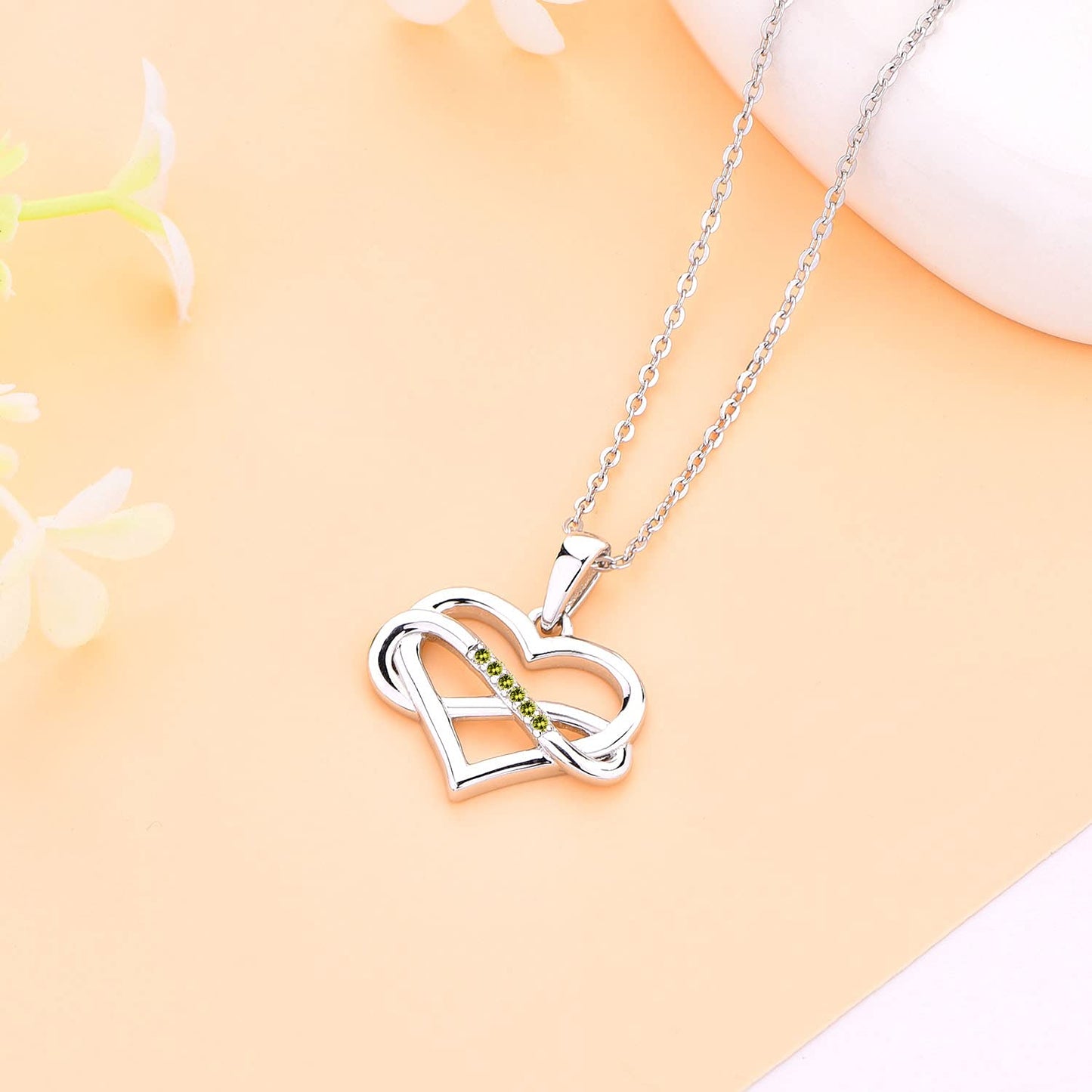 Edersee Herz WISDOM Damen Kette Unendliches Herz Silber 925,Halskette Anhänger mit 3A Zirkonia,Schmuck für Frauen