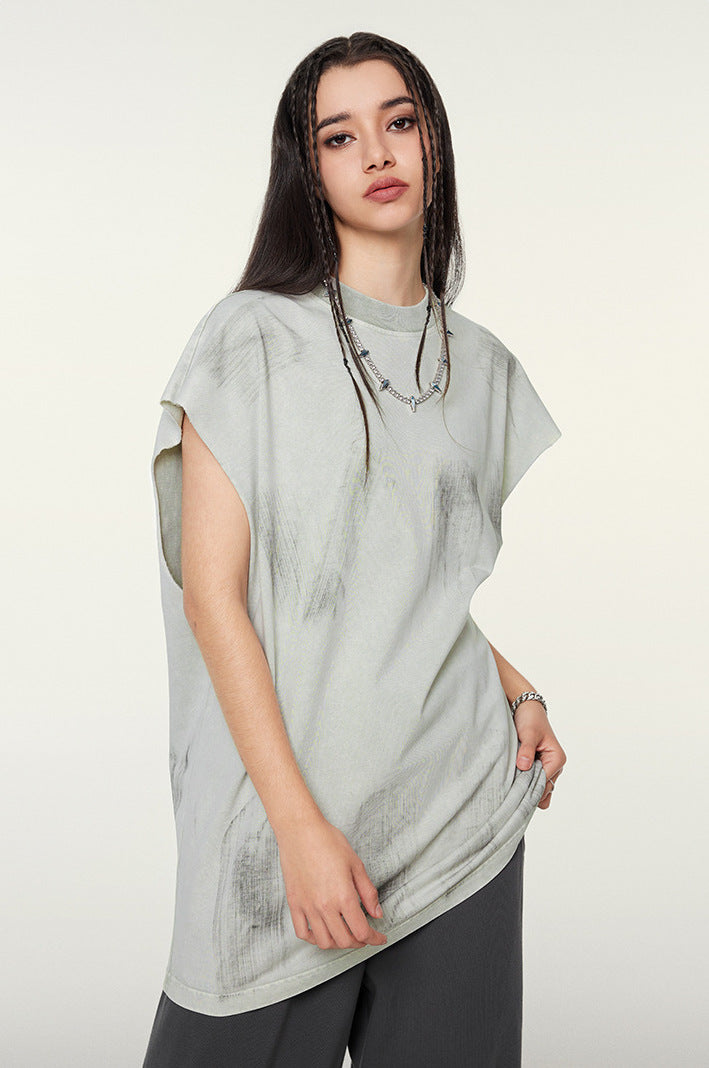 WACOON trashy Distressed High Street Round Neck Sleeveless Tank Top(310GSM)