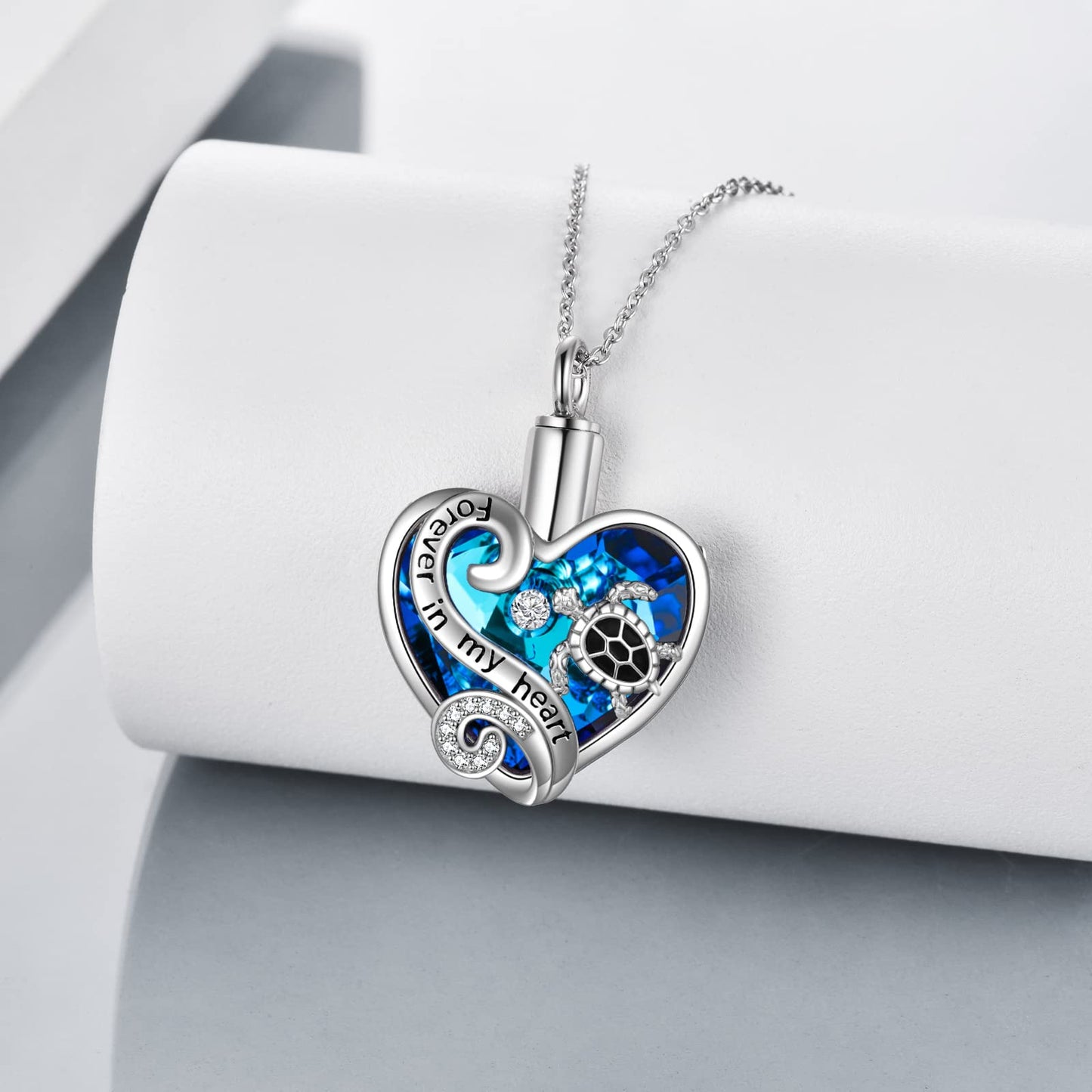 Ederseensucht-TOUPOP Urnenkette für Ashes 925 Sterling Silber Baum des Lebens/Schmetterling Ascheschmuck Asche Urne Anhänger Cremation Halskette mit Herz Kristall Memory Schmuck für Damen Herren