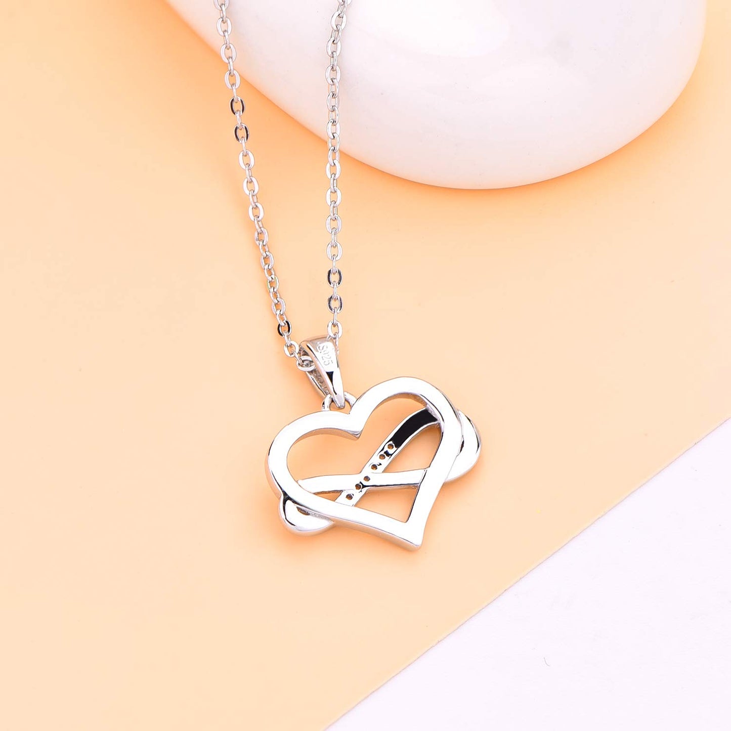 Edersee Herz WISDOM Damen Kette Unendliches Herz Silber 925,Halskette Anhänger mit 3A Zirkonia,Schmuck für Frauen