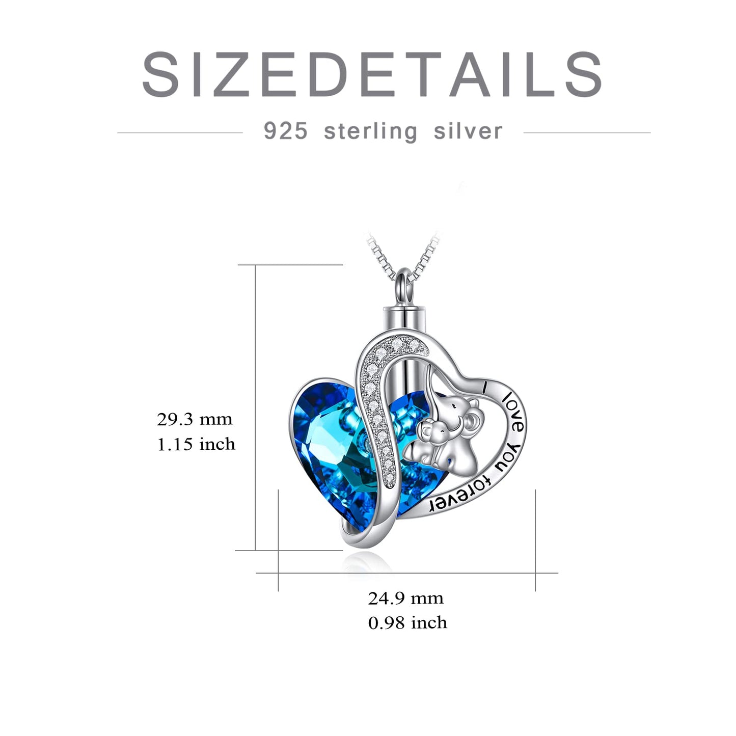 Ederseensucht-TOUPOP Urnenkette für Ashes 925 Sterling Silber Baum des Lebens/Schmetterling Ascheschmuck Asche Urne Anhänger Cremation Halskette mit Herz Kristall Memory Schmuck für Damen Herren