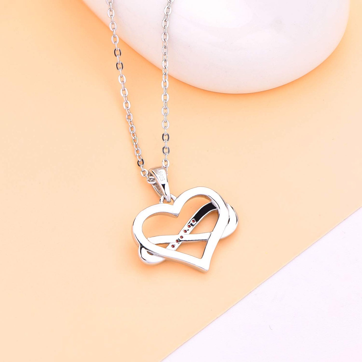 Edersee Herz WISDOM Damen Kette Unendliches Herz Silber 925,Halskette Anhänger mit 3A Zirkonia,Schmuck für Frauen