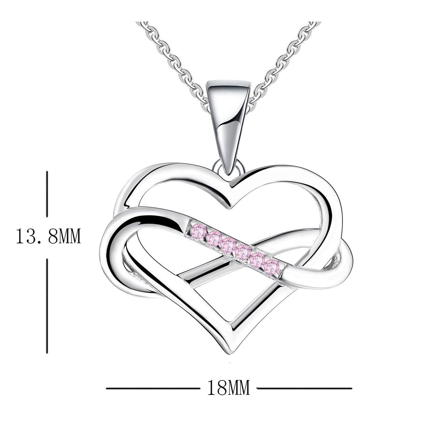 Edersee Herz WISDOM Damen Kette Unendliches Herz Silber 925,Halskette Anhänger mit 3A Zirkonia,Schmuck für Frauen