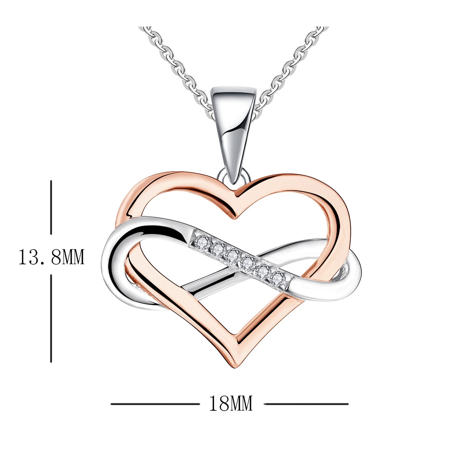 Edersee Herz WISDOM Damen Kette Unendliches Herz Silber 925,Halskette Anhänger mit 3A Zirkonia,Schmuck für Frauen