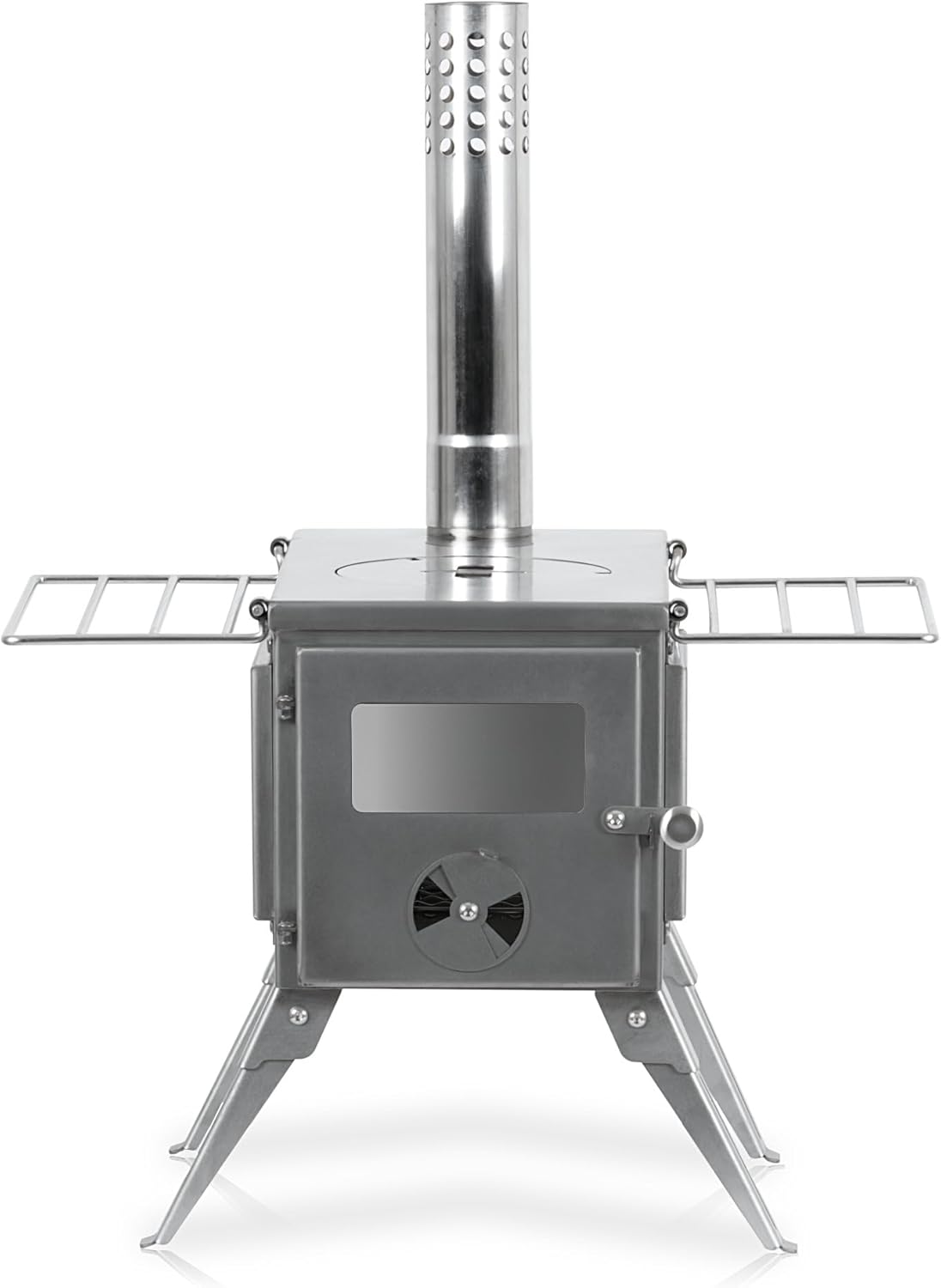 CampFeuer Edelstahl Zeltofen | 51,5 x 42 x 216 cm | silber | Tragbarer Holzofen für Camping, Outdoor, Zelt | Zeltheizung Camping, Zeltofen Holz, Tent Stove, Zelt Ofen Outdoor