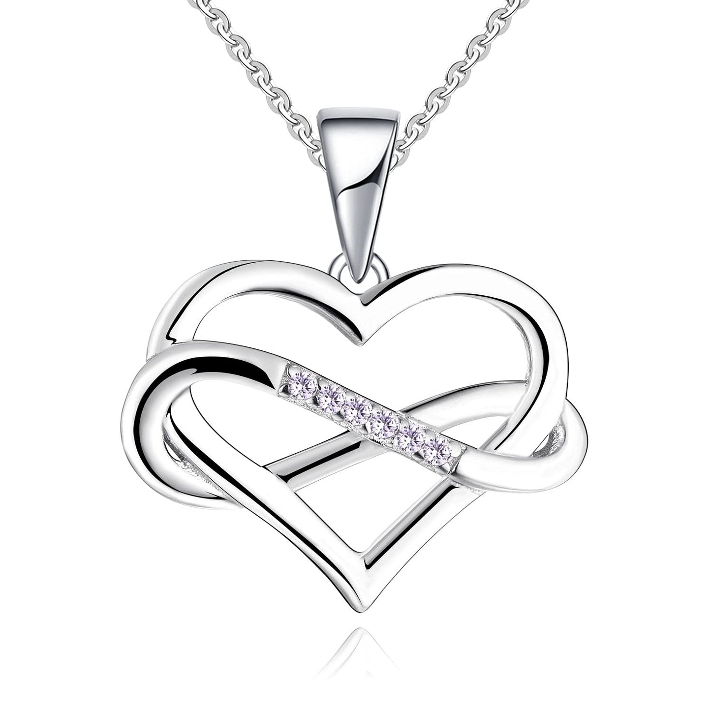 Edersee Herz WISDOM Damen Kette Unendliches Herz Silber 925,Halskette Anhänger mit 3A Zirkonia,Schmuck für Frauen