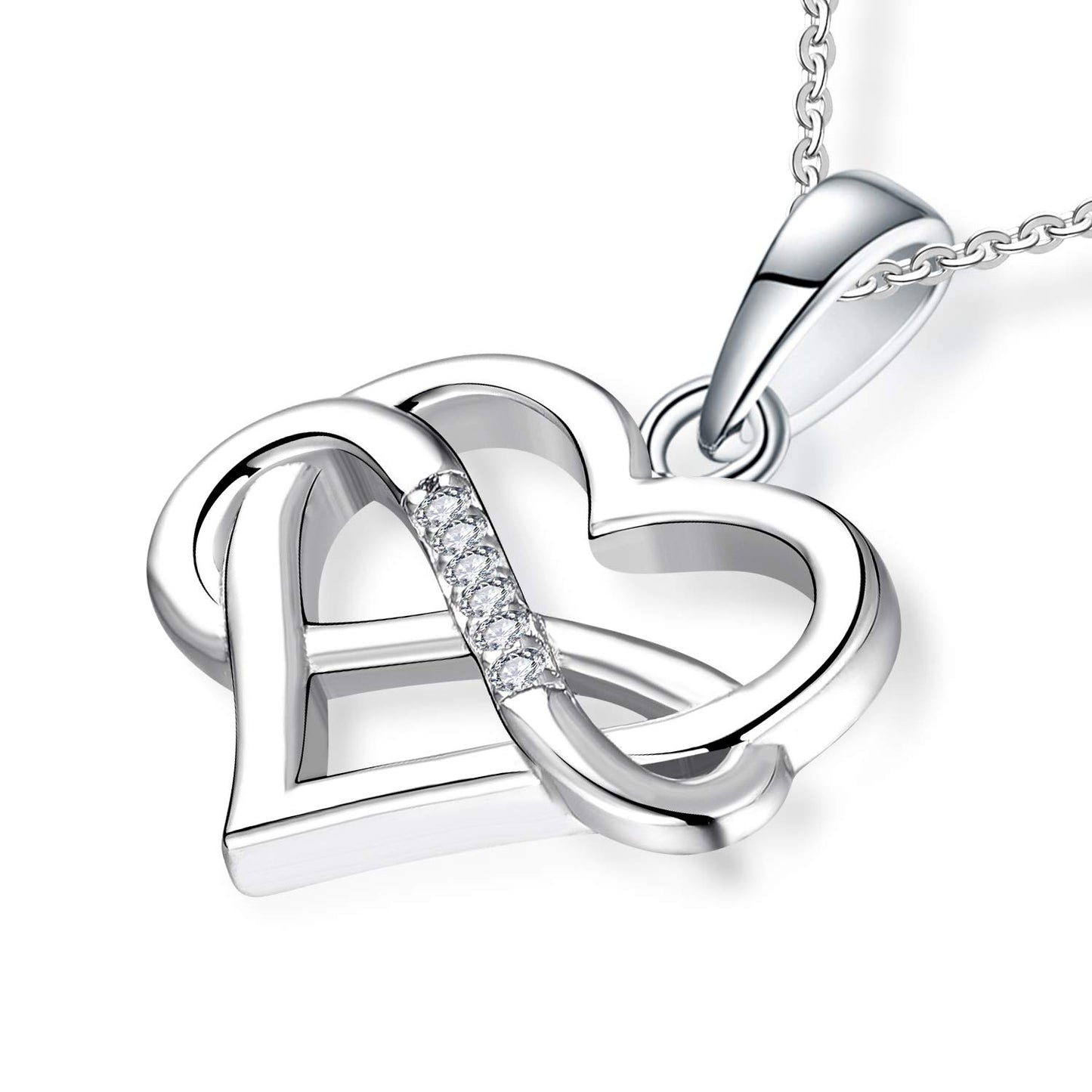 Edersee Herz WISDOM Damen Kette Unendliches Herz Silber 925,Halskette Anhänger mit 3A Zirkonia,Schmuck für Frauen