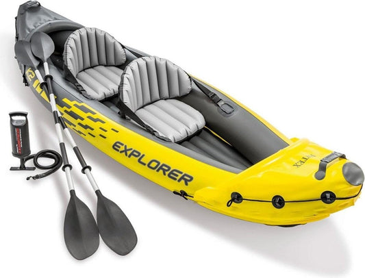 ELB Flüsse-Intex Explorer K2 Kayak, 2-Person Inflatable Kayak Set with Aluminum Oars and High Output Air Pump