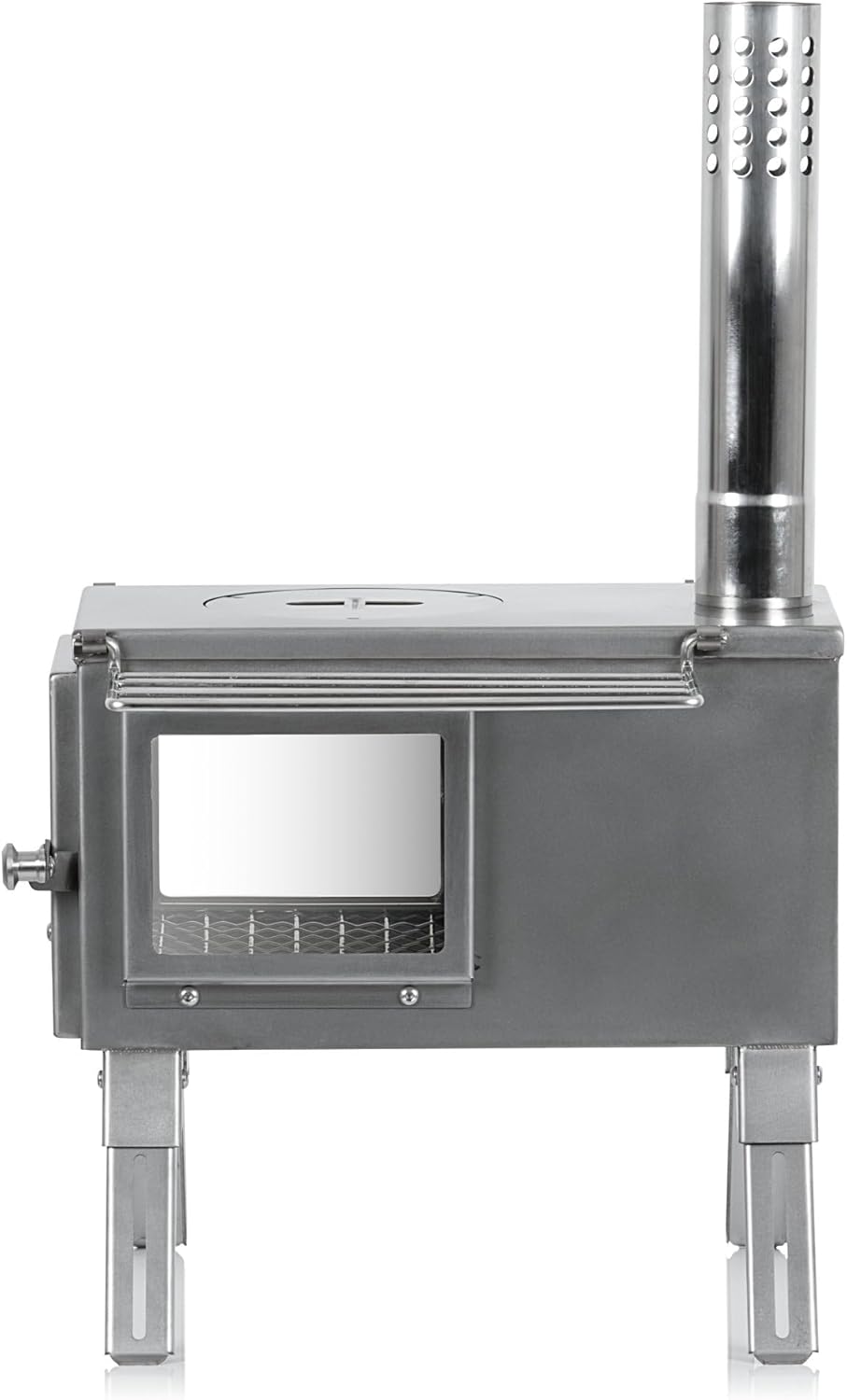 CampFeuer Edelstahl Zeltofen | 51,5 x 42 x 216 cm | silber | Tragbarer Holzofen für Camping, Outdoor, Zelt | Zeltheizung Camping, Zeltofen Holz, Tent Stove, Zelt Ofen Outdoor