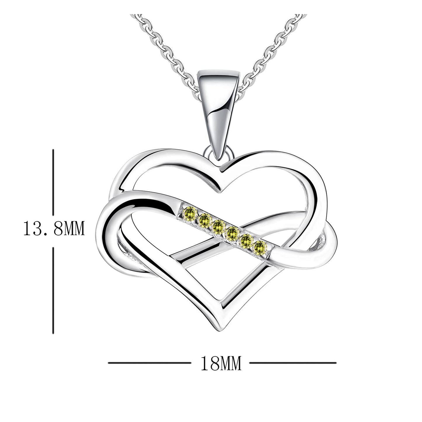 Edersee Herz WISDOM Damen Kette Unendliches Herz Silber 925,Halskette Anhänger mit 3A Zirkonia,Schmuck für Frauen