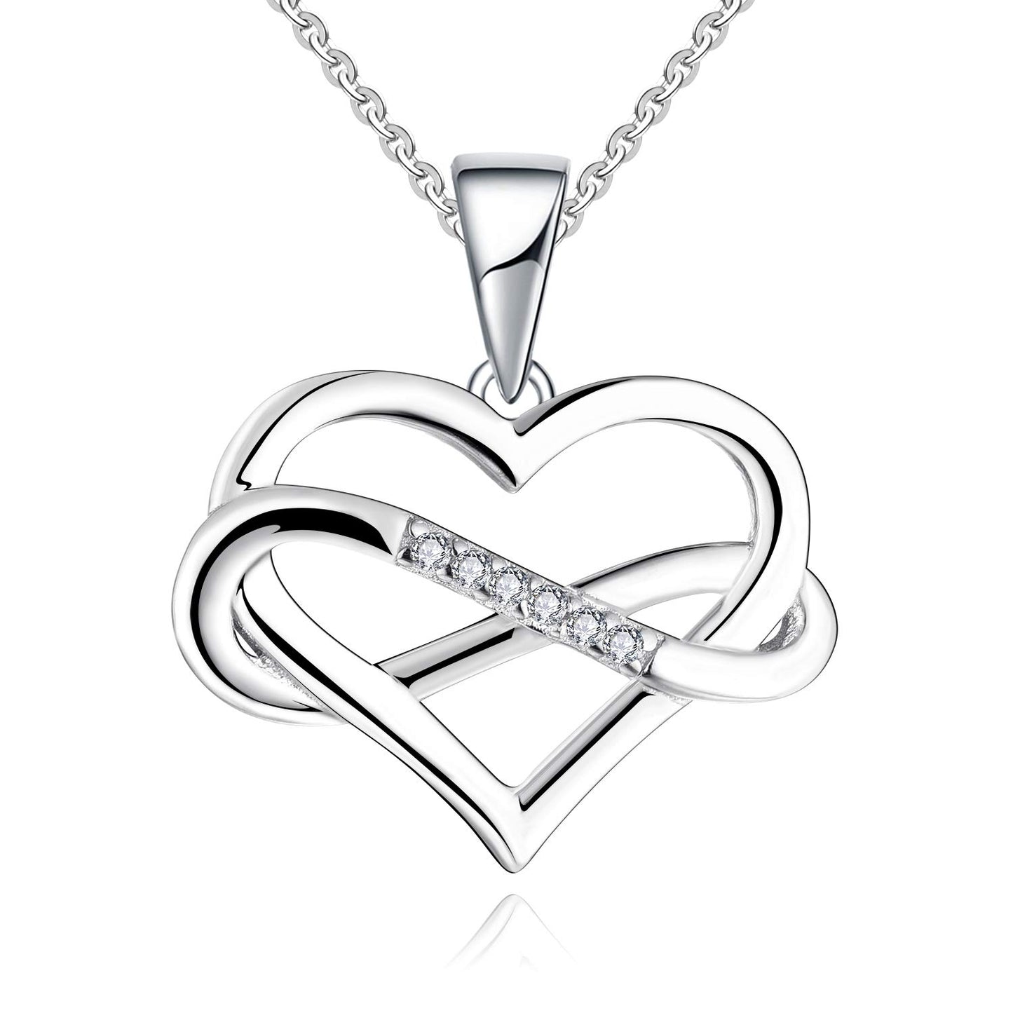 Edersee Herz WISDOM Damen Kette Unendliches Herz Silber 925,Halskette Anhänger mit 3A Zirkonia,Schmuck für Frauen