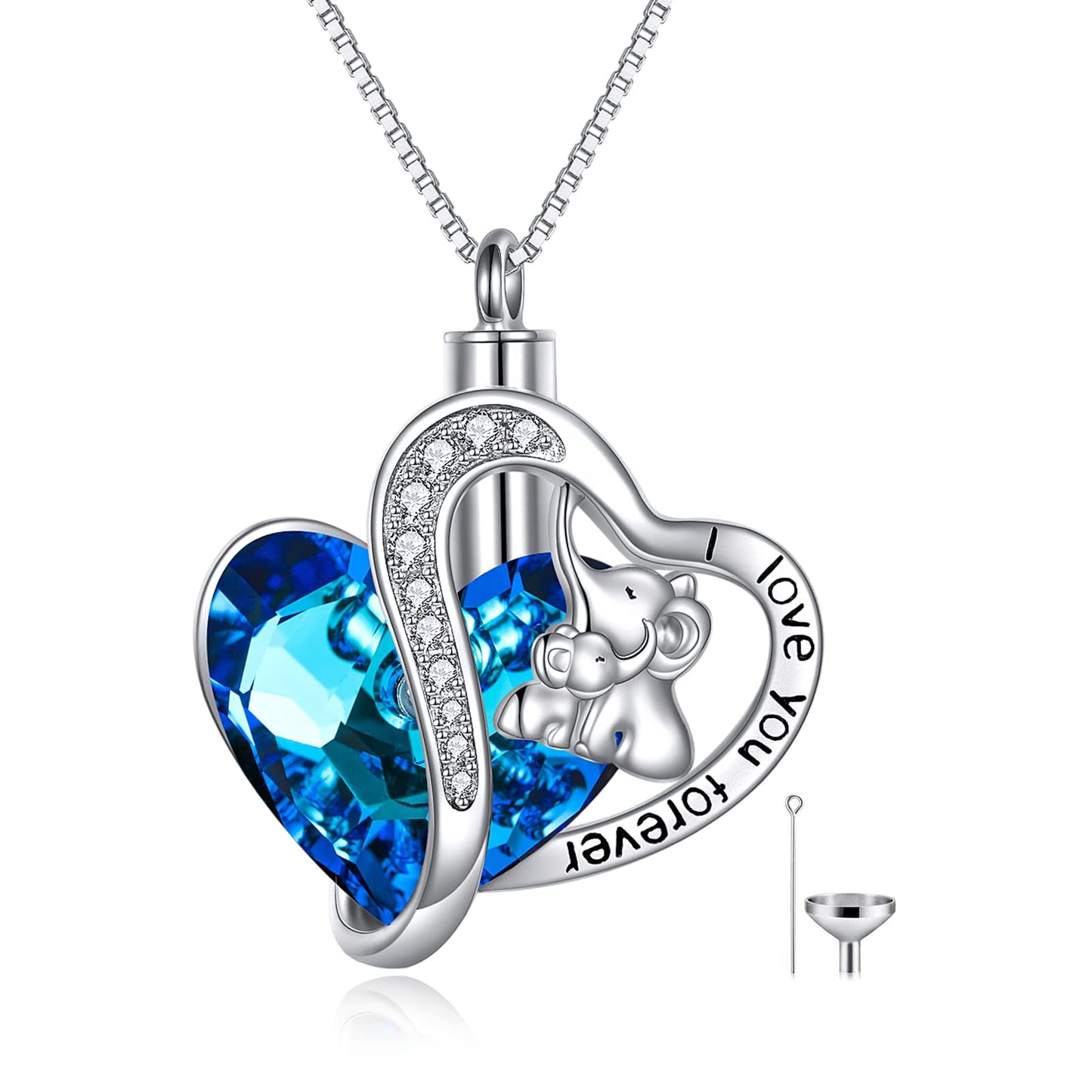 Ederseensucht-TOUPOP Urnenkette für Ashes 925 Sterling Silber Baum des Lebens/Schmetterling Ascheschmuck Asche Urne Anhänger Cremation Halskette mit Herz Kristall Memory Schmuck für Damen Herren