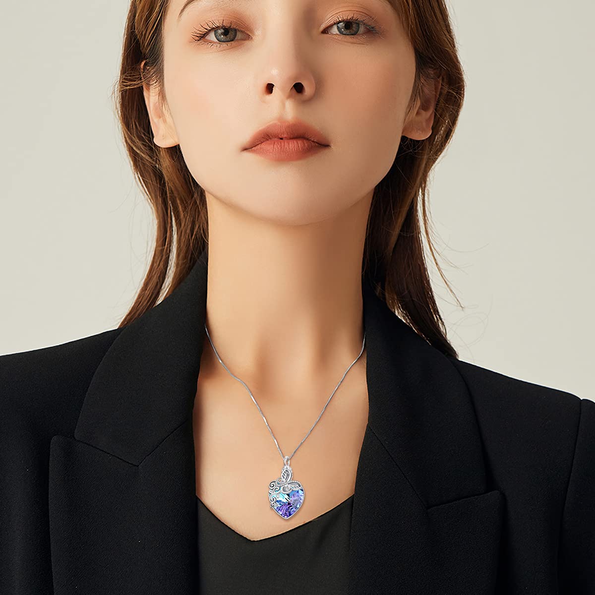 Ederseensucht-TOUPOP Urnenkette für Ashes 925 Sterling Silber Baum des Lebens/Schmetterling Ascheschmuck Asche Urne Anhänger Cremation Halskette mit Herz Kristall Memory Schmuck für Damen Herren