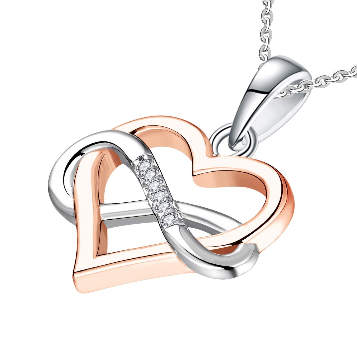 Edersee Herz WISDOM Damen Kette Unendliches Herz Silber 925,Halskette Anhänger mit 3A Zirkonia,Schmuck für Frauen