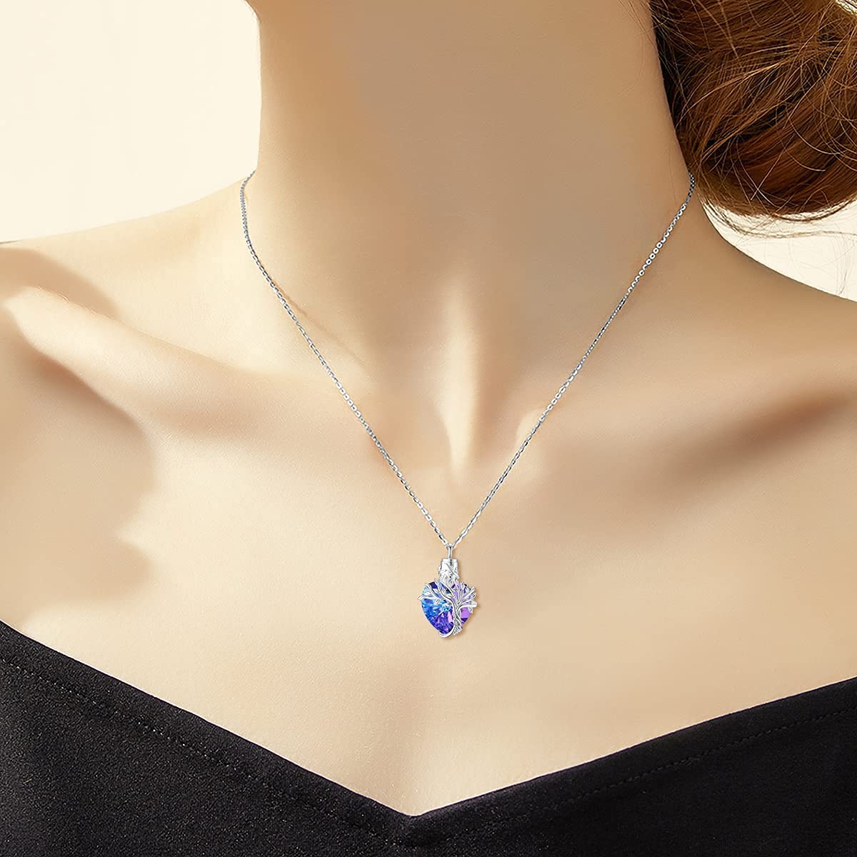 Ederseensucht-TOUPOP Urnenkette für Ashes 925 Sterling Silber Baum des Lebens/Schmetterling Ascheschmuck Asche Urne Anhänger Cremation Halskette mit Herz Kristall Memory Schmuck für Damen Herren