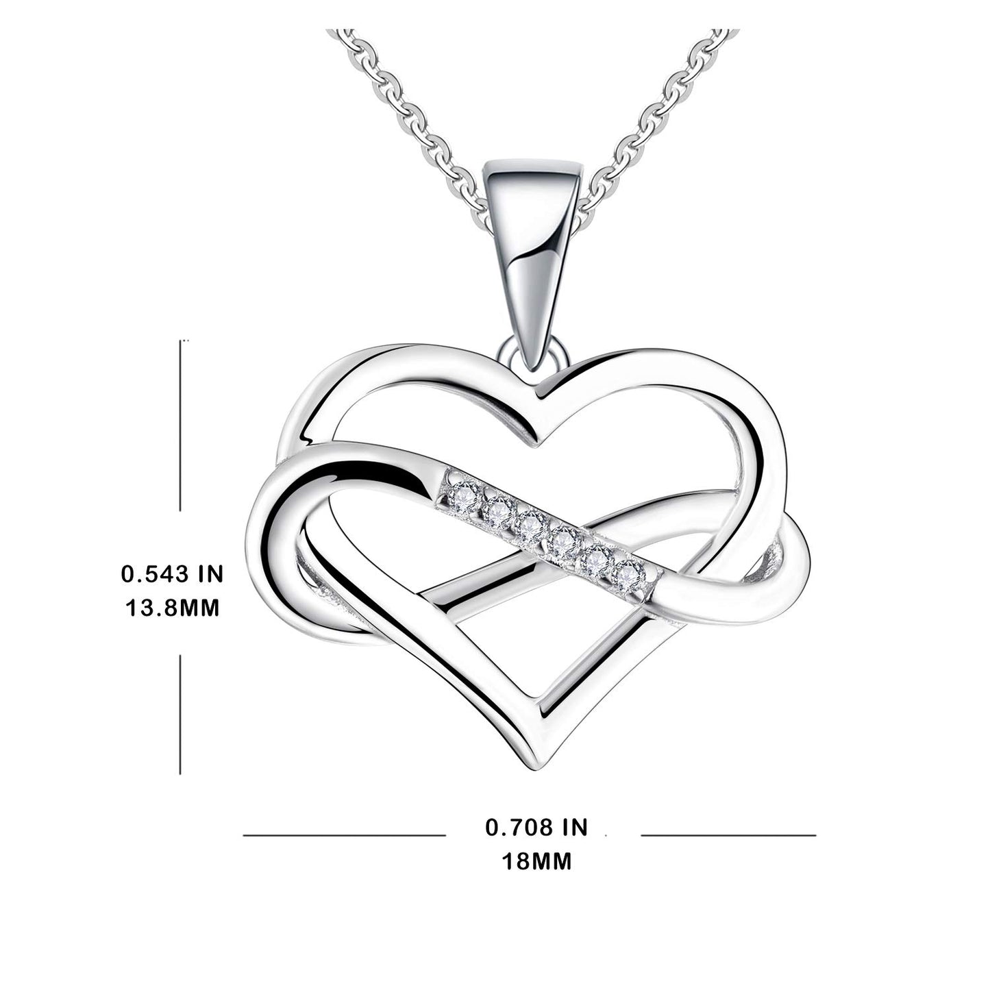 Edersee Herz WISDOM Damen Kette Unendliches Herz Silber 925,Halskette Anhänger mit 3A Zirkonia,Schmuck für Frauen