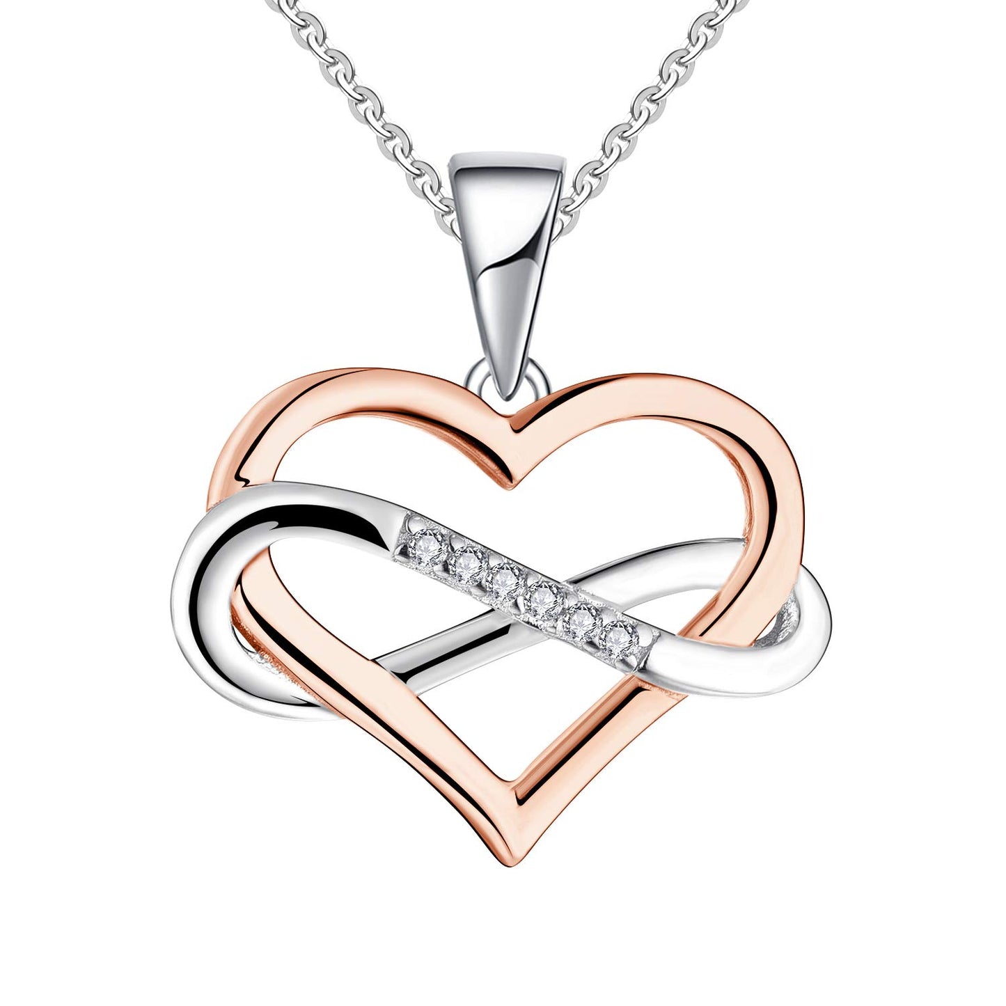 Edersee Herz WISDOM Damen Kette Unendliches Herz Silber 925,Halskette Anhänger mit 3A Zirkonia,Schmuck für Frauen