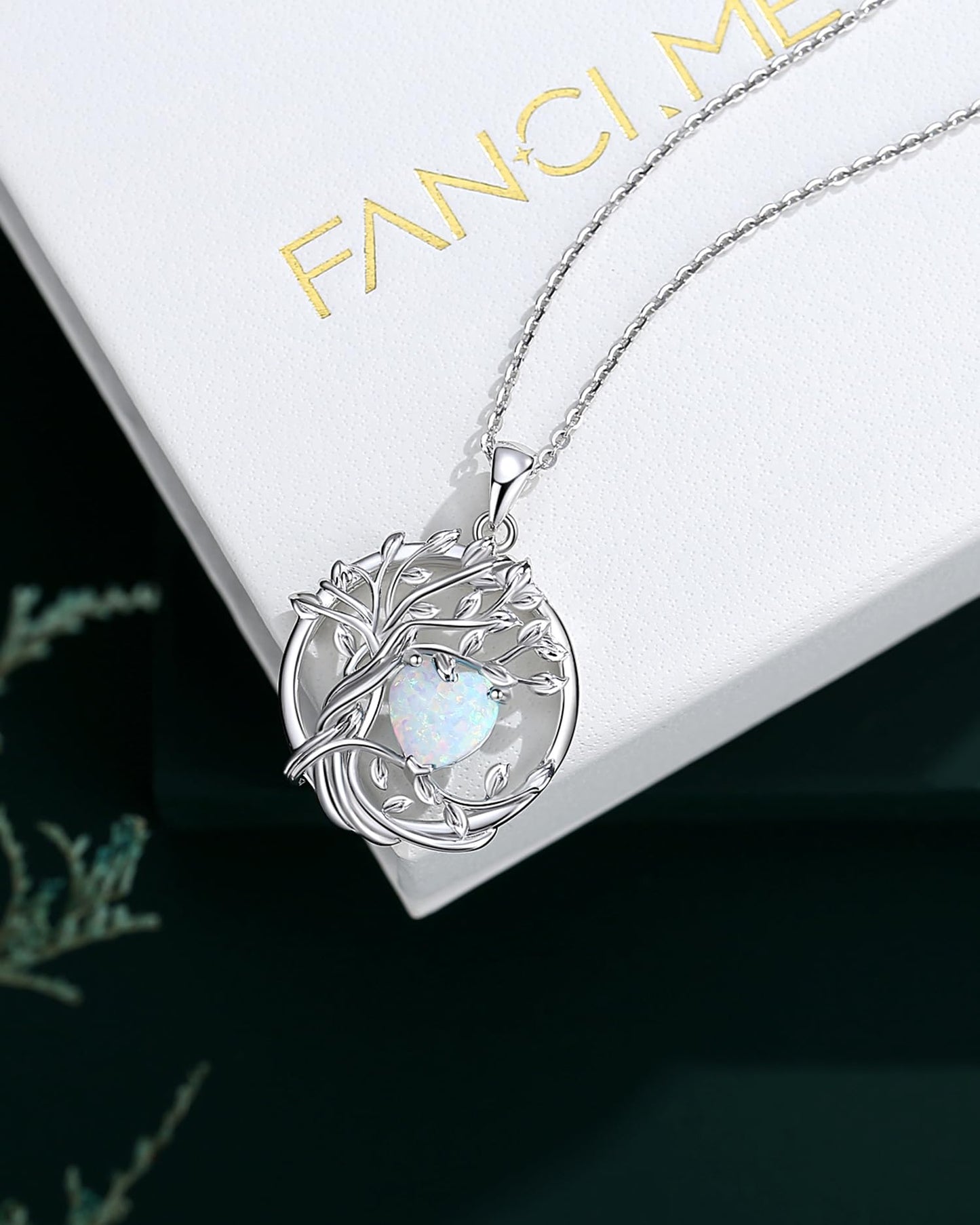 Edersee Lebensbaum Birthstone Kette für Damen 925 Sterling Silber Baum des Lebens Birthstone Anhänger Halskette Schmuck Geschenke für Frauen Mädchen, Kettenlänge: 40+5 cm