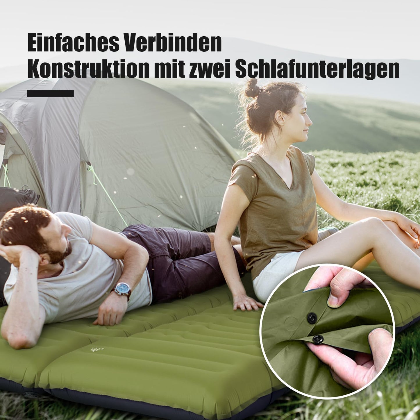 GGOV Isomatte Selbstaufblasend für Camping, 12 cm Höhe Bequeme Selbstaufblasende luftmatratze für Wandern, Ultraleicht Wasserdicht Luftmatratze Outdoor, mit Fußpresse Pumpe, Tragbar Kleines Packmass