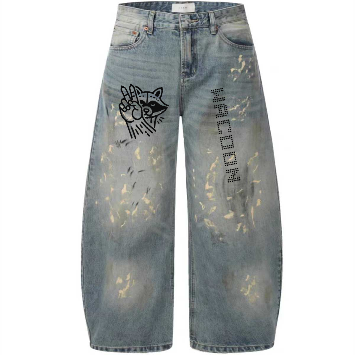 WACOON 1a Hand-Painted Loose Streetwear Jeans