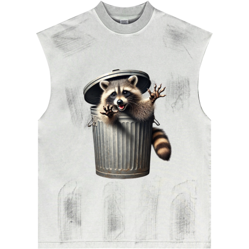 WACOON trashy Distressed High Street Round Neck Sleeveless Tank Top(310GSM)