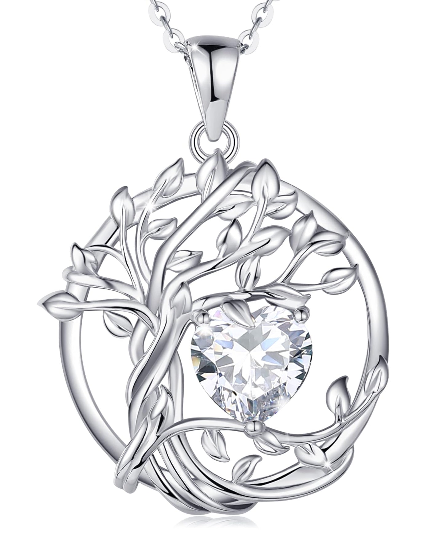 Edersee Lebensbaum Birthstone Kette für Damen 925 Sterling Silber Baum des Lebens Birthstone Anhänger Halskette Schmuck Geschenke für Frauen Mädchen, Kettenlänge: 40+5 cm