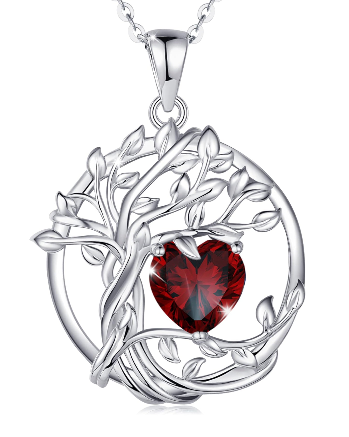 Edersee Lebensbaum Birthstone Kette für Damen 925 Sterling Silber Baum des Lebens Birthstone Anhänger Halskette Schmuck Geschenke für Frauen Mädchen, Kettenlänge: 40+5 cm