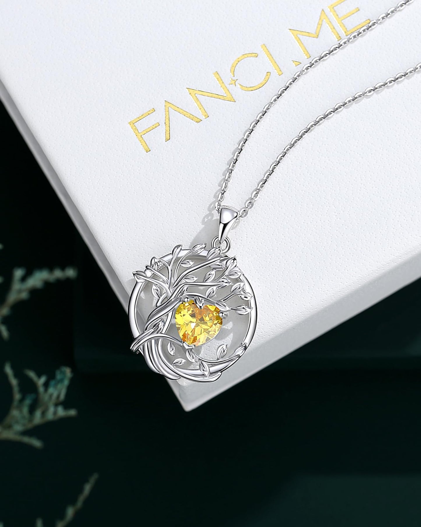 Edersee Lebensbaum Birthstone Kette für Damen 925 Sterling Silber Baum des Lebens Birthstone Anhänger Halskette Schmuck Geschenke für Frauen Mädchen, Kettenlänge: 40+5 cm