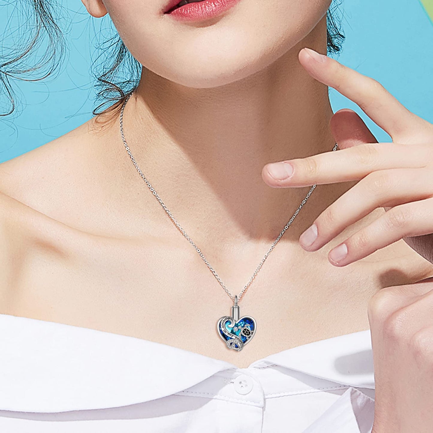Ederseensucht-TOUPOP Urnenkette für Ashes 925 Sterling Silber Baum des Lebens/Schmetterling Ascheschmuck Asche Urne Anhänger Cremation Halskette mit Herz Kristall Memory Schmuck für Damen Herren