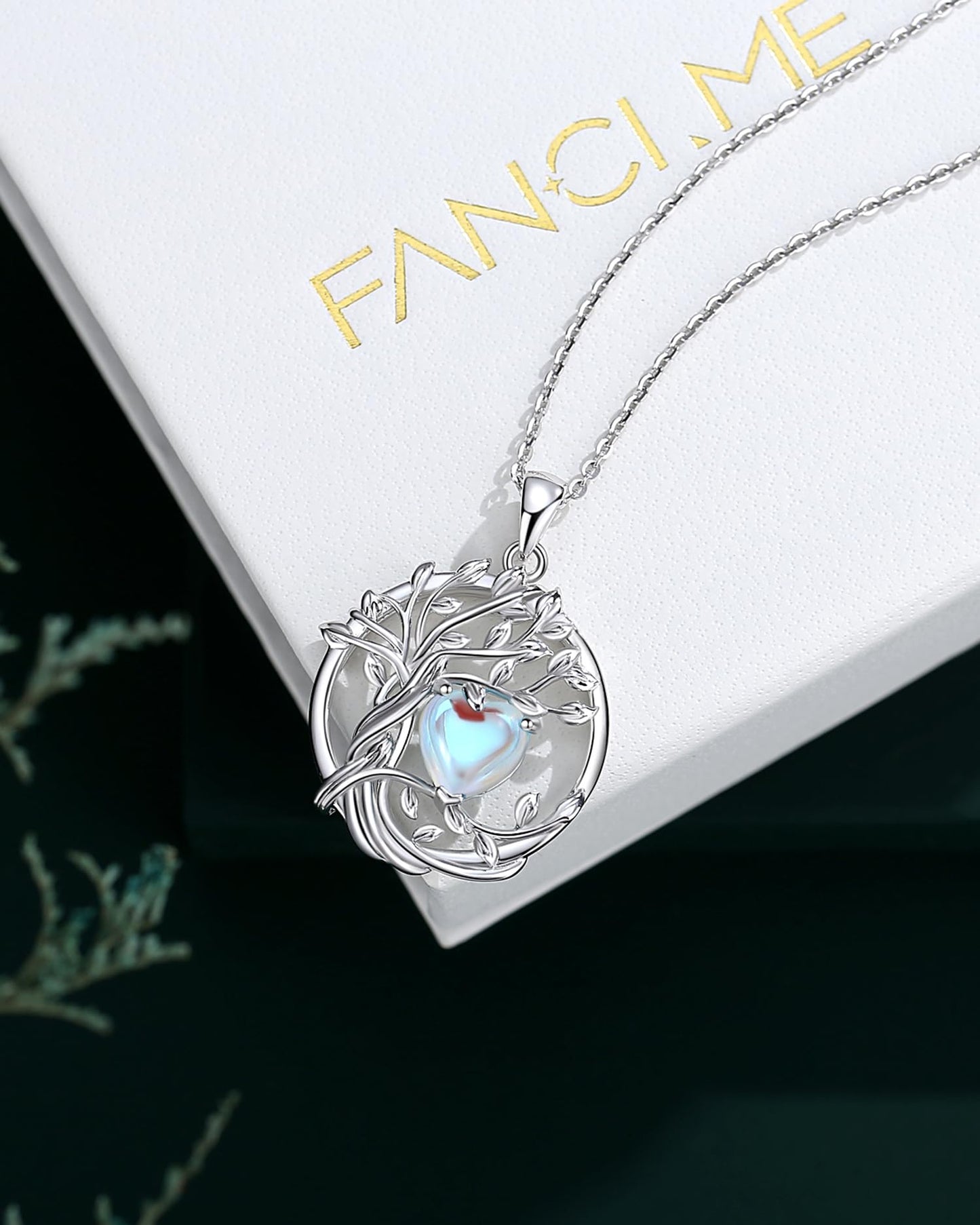 Edersee Lebensbaum Birthstone Kette für Damen 925 Sterling Silber Baum des Lebens Birthstone Anhänger Halskette Schmuck Geschenke für Frauen Mädchen, Kettenlänge: 40+5 cm