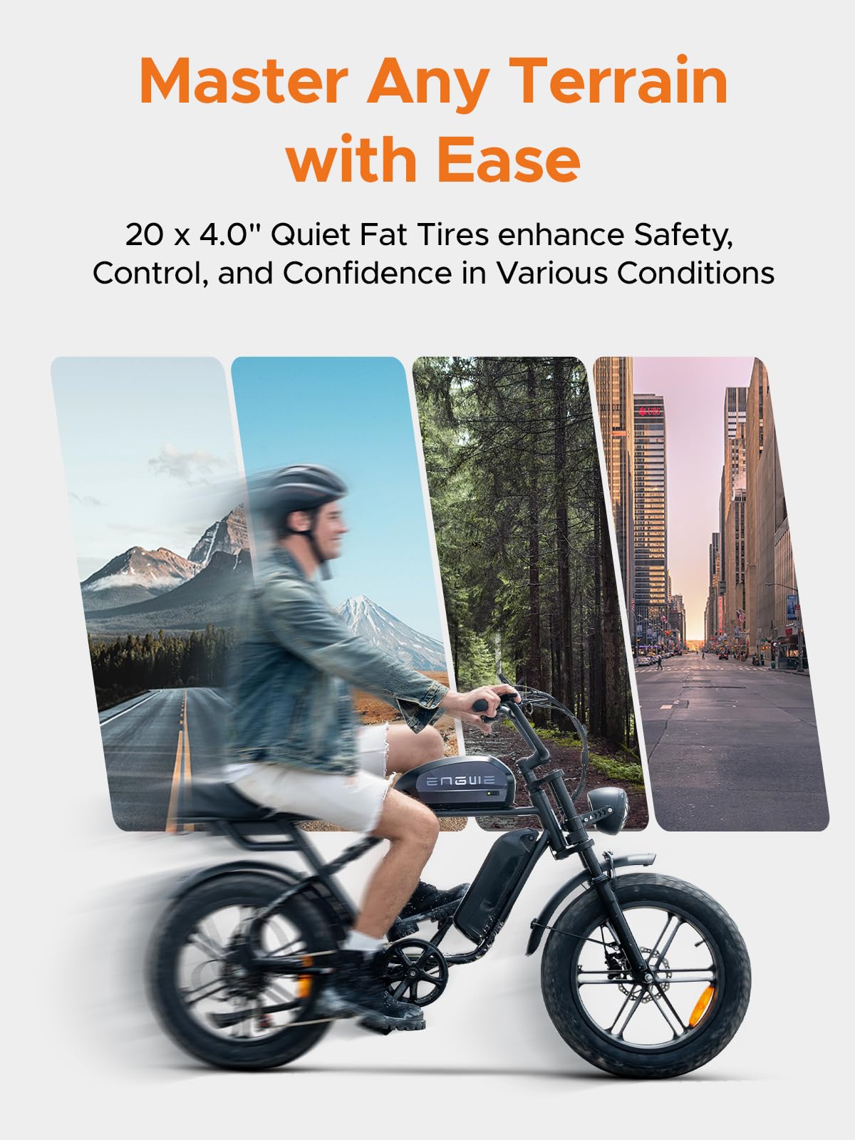 ELB Bigfoot ENGWE E Bike Herren Elektrofahrräder-Ebike mit einem Akku/ 2 Akkus, E-Bike 20 * 4.0 Zoll Fette Reifen, Ebike Herren bis zu 75km/150km/90km/170km, Elektrofahrrad 7-Gang, M20/M1