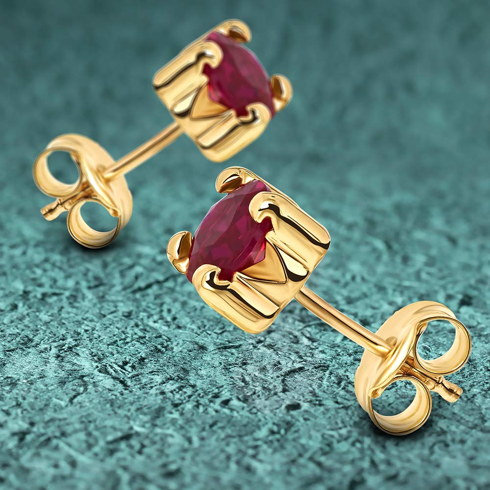 EDERSEENSUCHT- MIORE Schmuck, Ohrringe Damen, Ohrstecker Gold 375 9 Kt Gelbgold/Weißgold, Damenohrringe mit Zirkonia/Saphir/Rubin/Smaragd in Krappenfassung, goldene Ohrstecker Damen, Ohrschmuck
