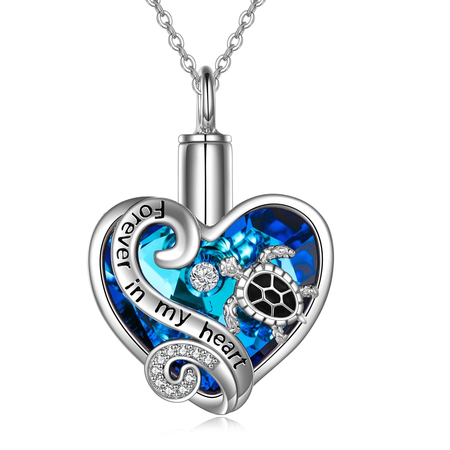 Ederseensucht-TOUPOP Urnenkette für Ashes 925 Sterling Silber Baum des Lebens/Schmetterling Ascheschmuck Asche Urne Anhänger Cremation Halskette mit Herz Kristall Memory Schmuck für Damen Herren